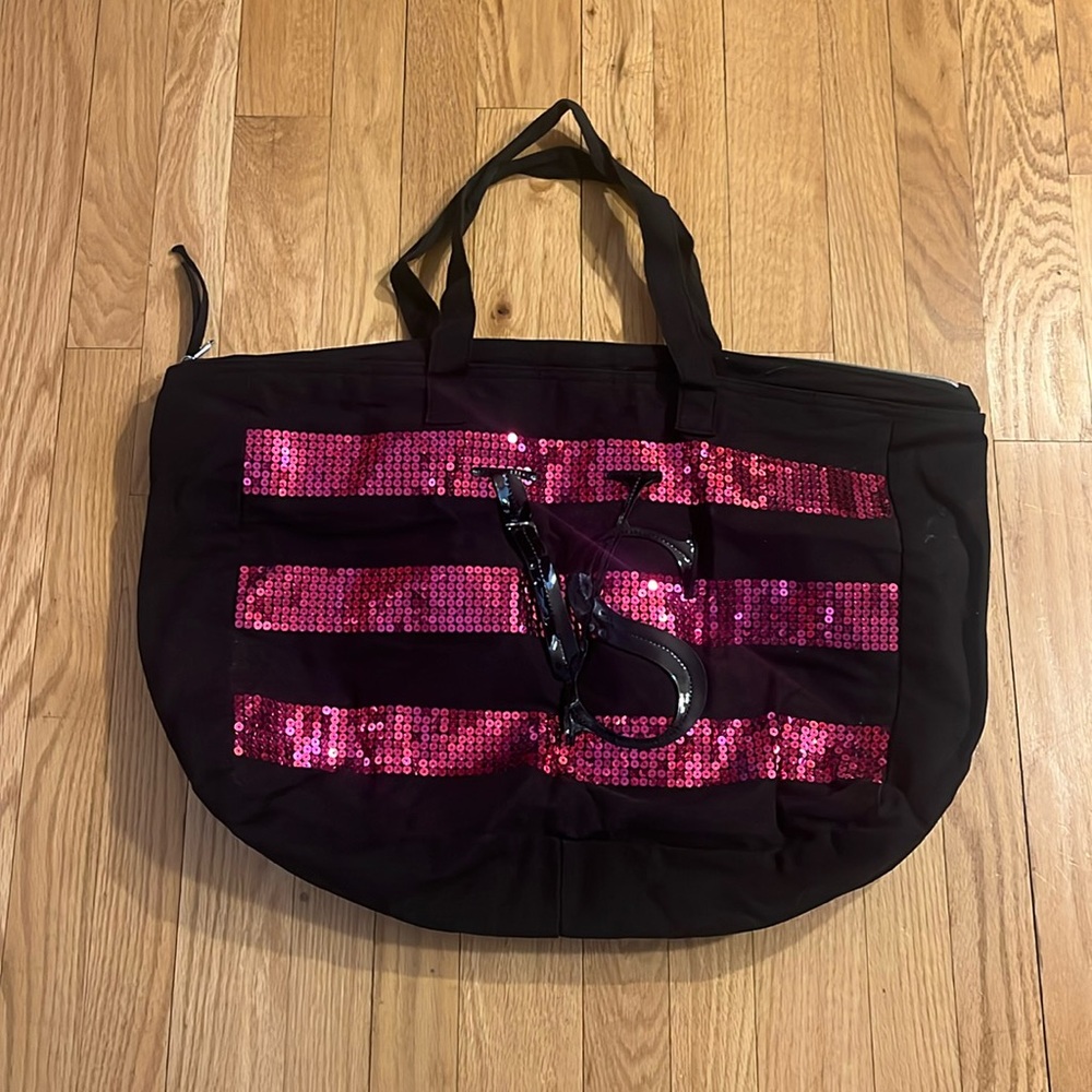 Victorias Secret pink sequin weekender bag